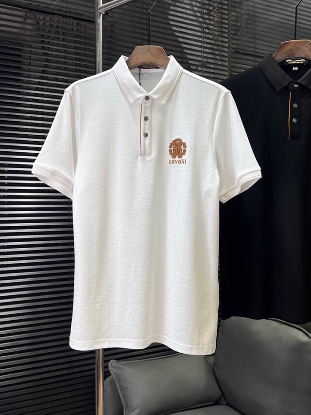 Roberto Cavalli 卡沃利2025Ss 春夏新品男士棉质针织短袖翻领T恤Polo衫，， 高奢内敛低调，轻松驾驭不挑人 裁剪精细完美，经典颜色上身很显