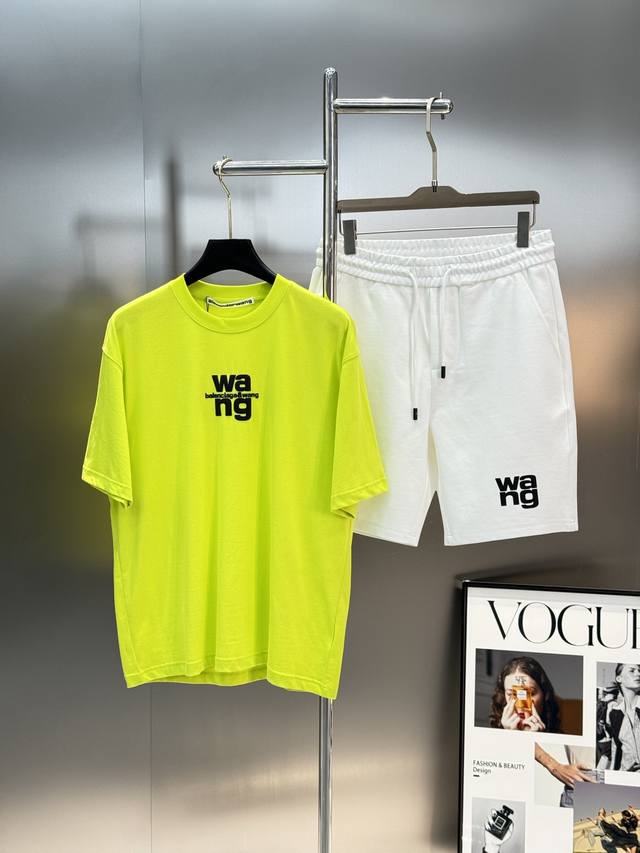 短袖 短裤 Alexanderwang*亚历山大王25S新款五分短裤！可搭配套装！腿前经典品牌字母图形.后兜新款Wang家花色图形.年青减龄！订制高端锦棉罗马面