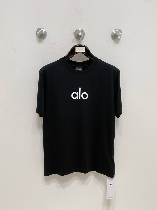 Alo 2025春夏新款首发最新款短袖圆领T恤 高端订制 设计前卫时尚！品牌Logo提花工艺设计 高端定制丝光长绒棉面料.手感柔软.穿着舒适.级别精致车线.做工