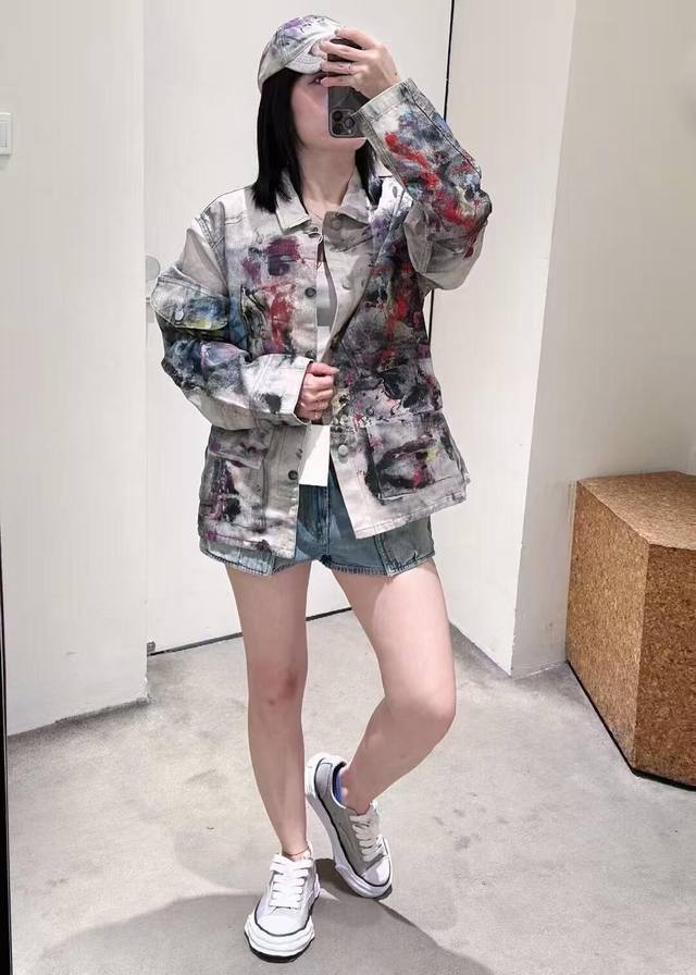 Acne Stud*O 25Ss春夏新款 彩绘扎染油画做旧牛仔外套丨独家Yb开发！高版出品！男女同款 采用3D打印工艺，将泼墨油画元素立体呈现，色彩丰富而不失协
