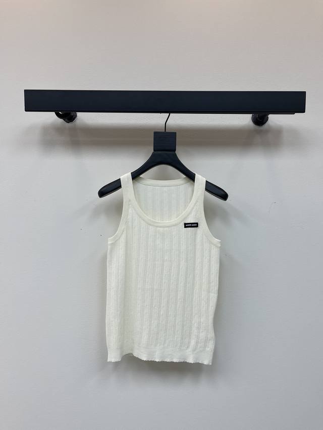 Miumi*25春夏新款针织U领背心 花边包边设计 经典品牌字母Logo章仔点缀 经典时髦精致百搭 尺码Sml Aa