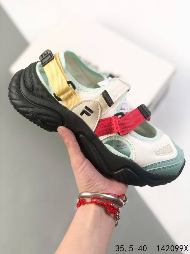 真标带半码！ Fila 斐乐 Fluid Sandal 魔术贴 休闲运动凉鞋T12W32 1夏季室内户外潮流时尚舒适百搭 尺码：如图 Id ：102045X