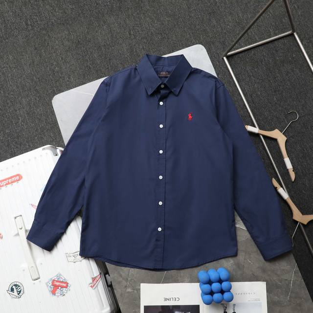 上新 顶级复刻 高端定制 - Ralph Lauren 拉夫劳伦 经典款小标小马刺绣长袖衬衫外套 - 款号: 2007 - 颜色：黑色 白色 藏青色 - 顶级复
