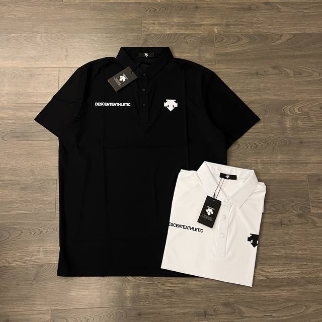 Descente 迪桑特 经典左右徽标印花运动休闲速干翻领男款Polo衫短袖-原单版本 Color：白色 黑色 Size：2X 3X 4X 5 X Number