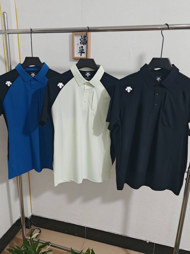Descente 迪桑特25夏季新款！男士鼎尖冰丝凉感运动跑步健身短袖Polo衫！掌柜力荐！观网门店同步！客供面料！高弹透气！触感冰凉！出汗不粘身！抗皱吸湿排汗