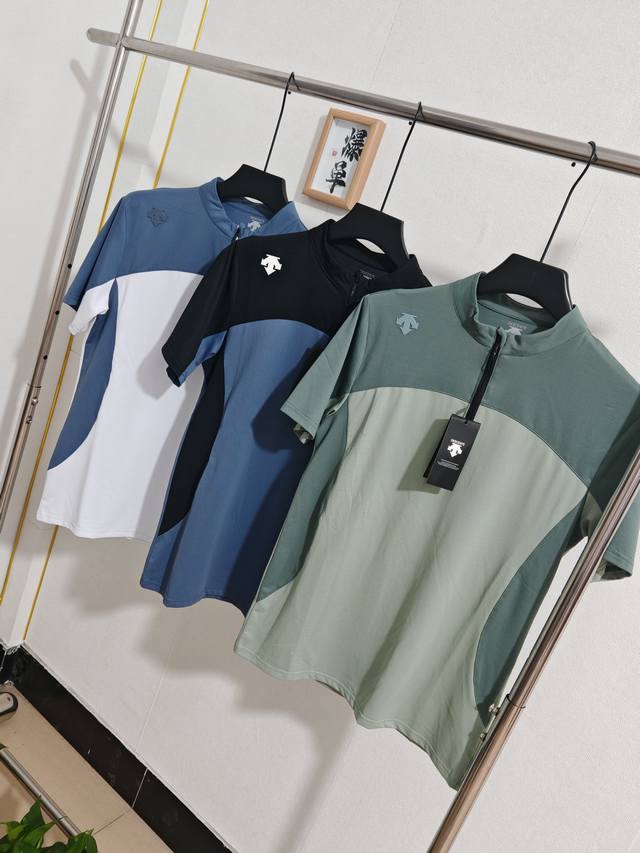 Descente 迪桑特25夏季新款！男士鼎尖冰丝凉感运动跑步健身短袖Polo衫！掌柜力荐！观网门店同步！客供面料！高弹透气！触感冰凉！出汗不粘身！抗皱吸湿排汗