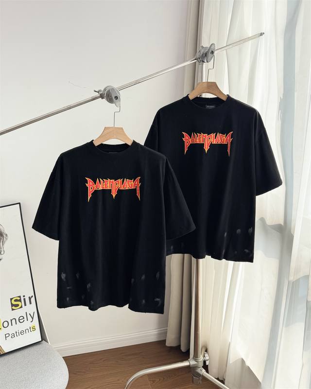 纯原臻品 顶级原版复刻 - Balenciaga巴黎世家 Ss22 Logo印花宽松休闲平纹针织短袖T恤 情侣款 黑色 - 想要和爱人一起走在时尚前沿？Bale