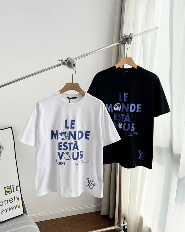 纯原臻品 顶级原版复刻 - Louis Vuitton Ss25 春夏系列 宽松纯色字母印花T恤 情侣款 - Louis Vuitton Ss25春夏系列纯棉字