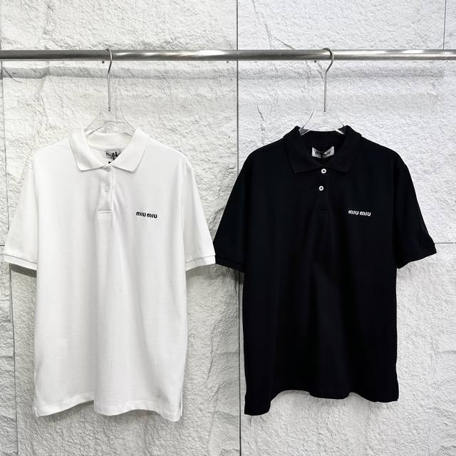 编码0256020 Miu Miu缪缪 Ss24 纯色字母Logo刺绣套头短袖Polo衫 女款 原版购入 完美还原 全定制 代购高端版本！面料定织32支精梳全棉