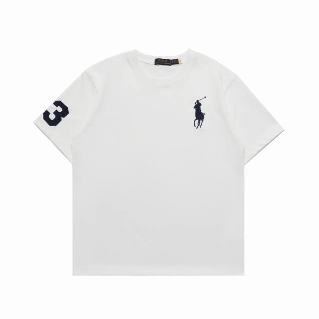顶级复刻版本 Ralph Lauren 拉夫劳伦 新款大马刺绣圆领短袖T恤 款号：2010 颜色：黑色 白色 尺码：S-Xl 面料: 280G重磅双纱纯棉，随意