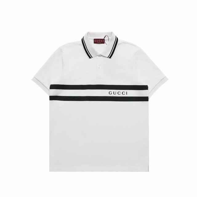 顶级复刻版本 品名: Gucci 古驰 新款拼色条纹休闲Polo短袖T恤 款号：5020 颜色：黑色 白色 尺码：M-Xxl 面料: 高密度定制珠地棉双纱面料重