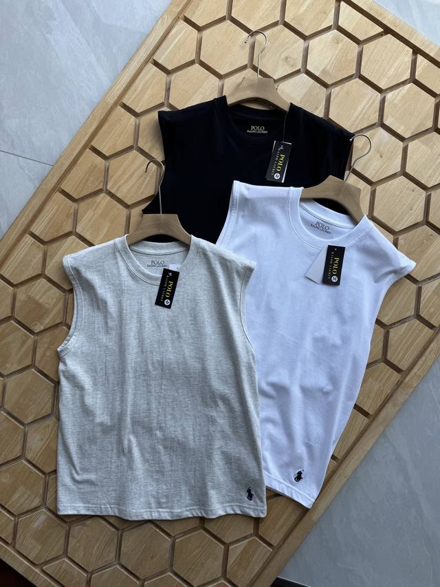 Polo Ralph Lauren 拉夫劳伦男T恤刺绣打底纯棉背心 线上600+ 贸易原因，滞留订单！现货入仓，考虑兄弟萌的钱包，三个颜色可以自由搭配！ 万针刺