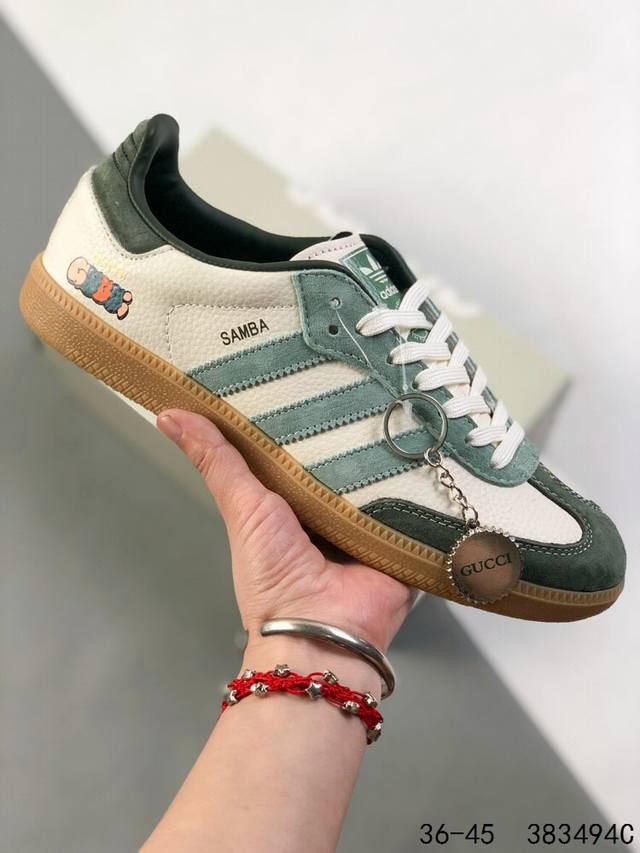 公司级带半码！ 阿迪达斯 三叶草Adidas Samba Vegan Og 联名款 桑巴舞系列绅士德训足球风百搭低帮休闲运动板鞋 Id：383494C