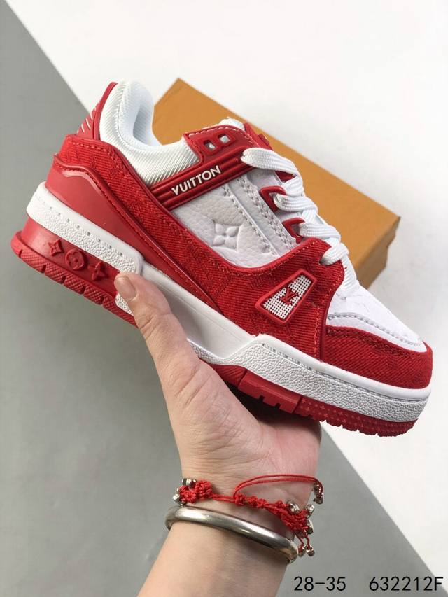 萌娃童鞋！Lv路易威登Louis Vuitton Trail Sneaker Low休闲运动文化百搭篮球板鞋 致Tpr光泽鞋底#耐弯折滴塑支持片#鞋垫嵌入超软脚