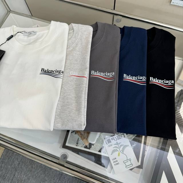 Balenciaga 巴黎世家 Blcg经典海浪印花男女情侣短袖T恤 小红书热门爆款，明星网红同款穿搭，男女日常通勤穿搭必备单品！ 高品质260克高克重双纱面料