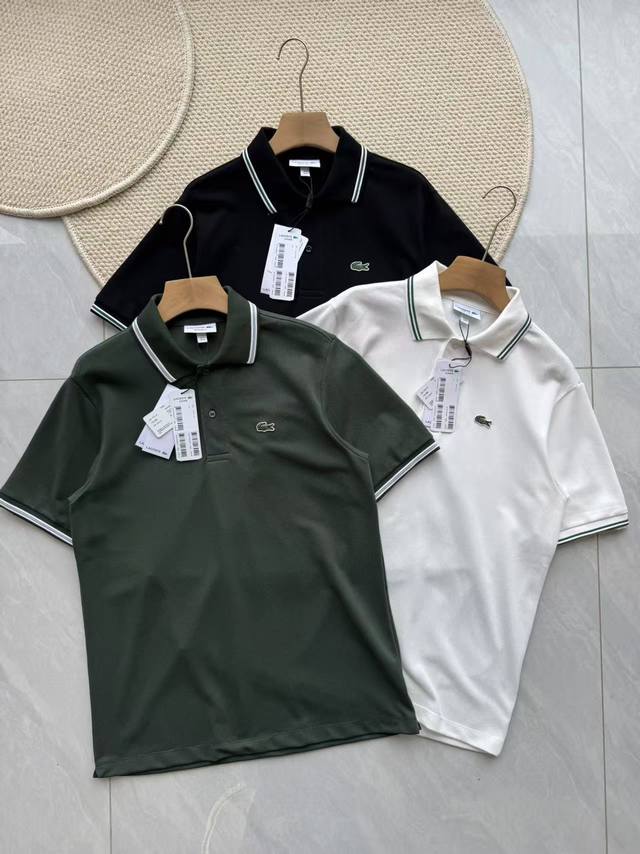 Lacost*鳄鱼男士撞色珠地棉Polo衫 Lacost*男士珠地棉Polo衫 Size: M-2Xl. 鳄鱼绿 白色 黑色 跟着体重推荐来选就可以，这件包容性