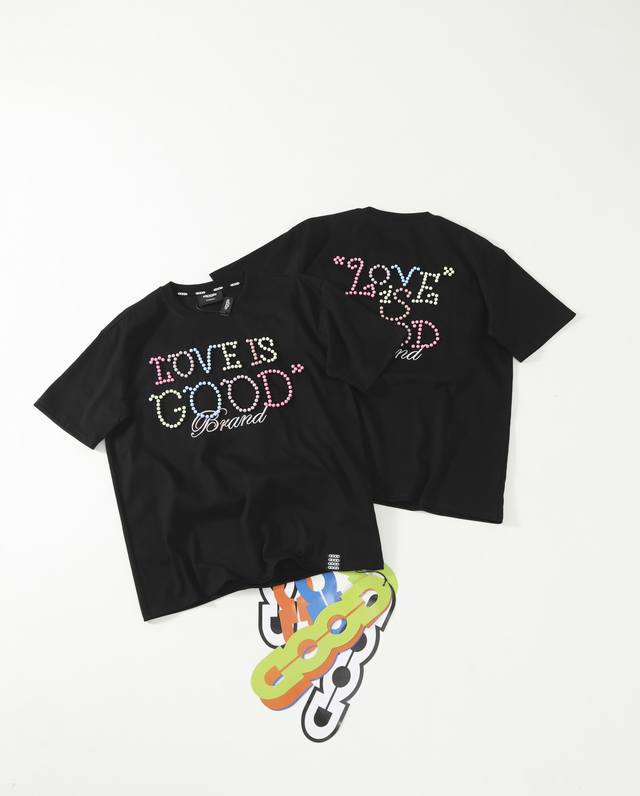 纯原版本 Goodbrand 25Ss限定马卡龙彩色珍珠标语轻奢时尚重磅纯棉短袖 情侣款 真顶级正确版本，重工好货跑量来袭，当红炸子鸡必备，真重磅360G双纱精