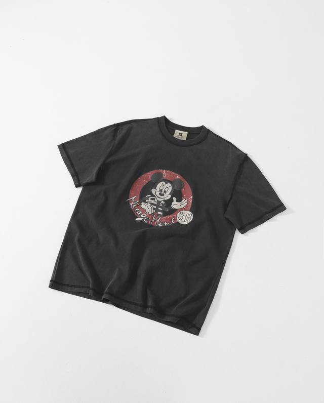See The Mirage T-Shirt米奇恶搞卡通裂印反缝线重磅水洗做旧高街短袖 情侣款 重磅爆款来袭，260G重工水洗Outside反缝线工艺，前后复古