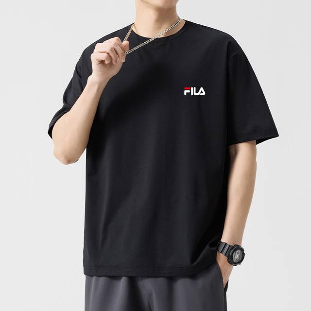 Fila 斐乐T恤限定印花短袖T恤，男女同款，小红书 Ins 爆火， 男女上身效果都超级Nice，上身柔软舒适 定制螺纹领口 ，版型超赞不挑人 上身效果好看到爆