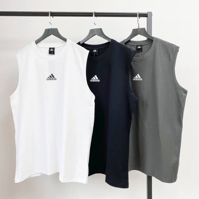 Adidas阿迪达斯三道杠纯棉高纱织三色短袖背心活力上新 猛推！ 采用专柜申洲织布工艺 1:1正品工艺 超宽松版型修身显瘦上身无束缚 优质纯棉面料 柔软细腻厚实