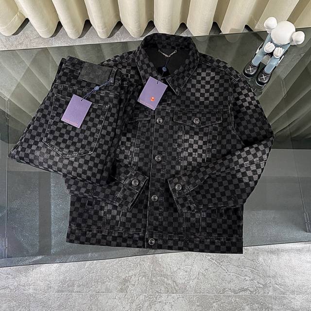 外套 Louis Vuitton & 路易威登 25Ss新款走秀款 Lv棋盘格牛仔外套牛仔裤牛仔套装 一眼就会爱上的Louis Vuitton 牛仔外套 定制棋