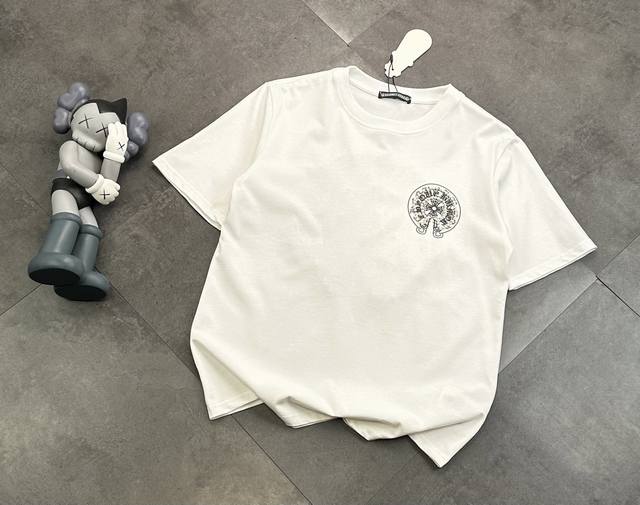 潮牌Chromehearts 克罗心满钻圆领短袖T恤！ ：240G双纱潮牌专用棉，纹理清晰，质感满满，同缸定染1×1无色差精密纯棉螺纹，层搭叠穿，自留好货，强烈