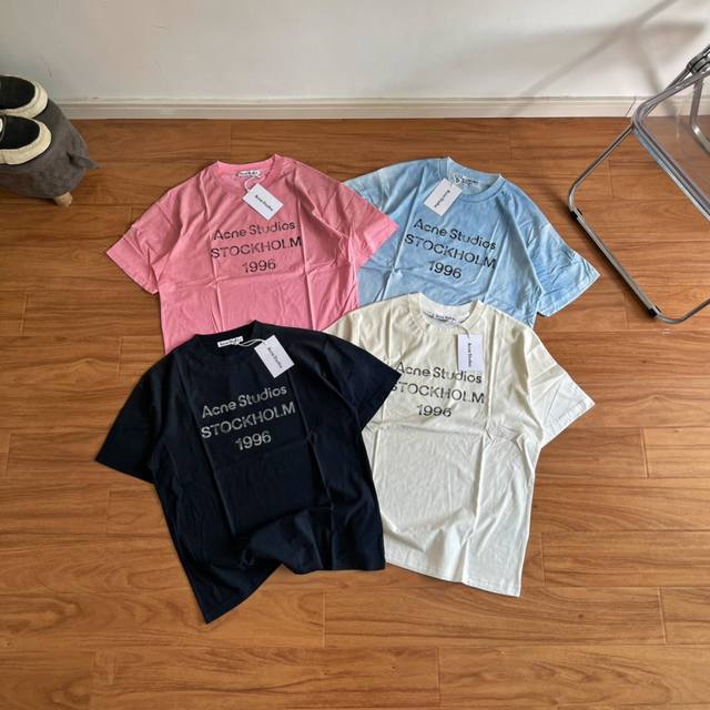 纯原臻品 原厂跟单 Acne Studios 25Ss春夏新款复古脏脏水洗做旧磨烂字母印花男女同款短袖T恤 -原包装原标 全套辅料定制，解析均采购原厂，多联洗唛