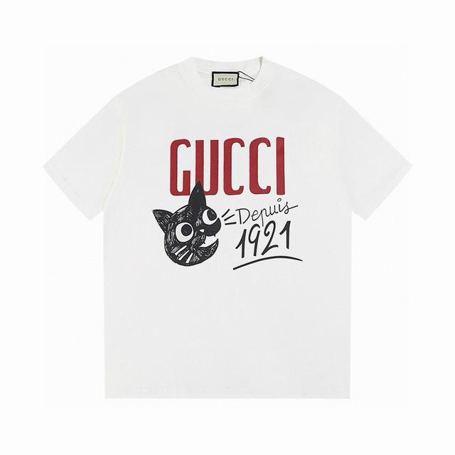 Gucci 古驰1921系列短袖T恤 高品质出货！ 原版面料 官方同款！ 叠穿打底就很有博主范儿了 低调有品位 原版面料 240G高克重 双纱100%精梳棉 螺