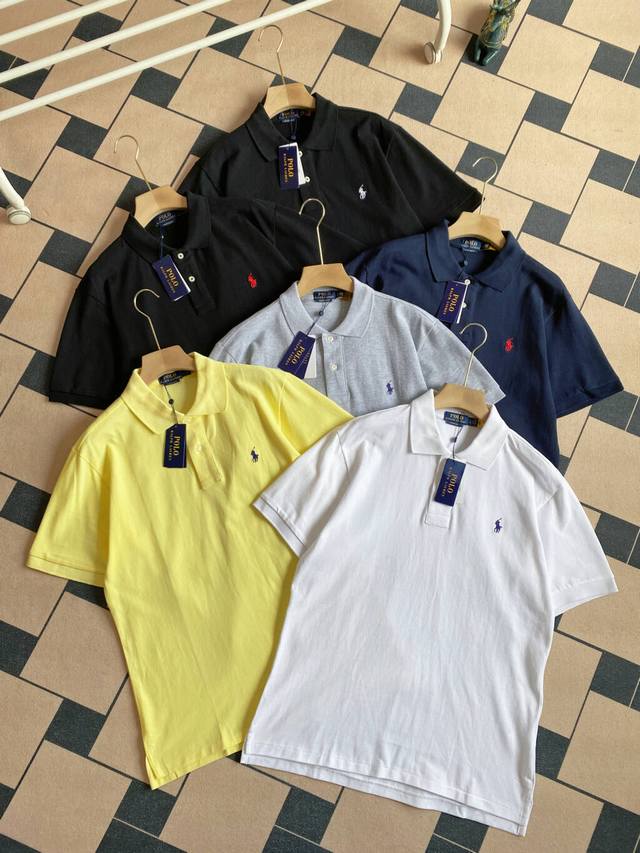供 实拍图 Ralph Lauren拉夫劳伦 春夏经典刺绣小标 网眼棉翻领短袖Polo衫。原版 % Polo网眼棉，成衣过水洗，亲肤舒适，马球Logo图案立体刺