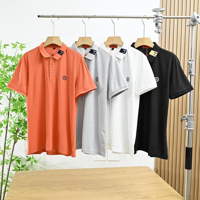 上新： 米 款号：804# Hermes 爱马仕H家男士时装商务休闲短袖翻领刺绣Polo衫 高端精英商务必入的类型，可遇而不可求，白金级品相！ 可预测性的爆卖单