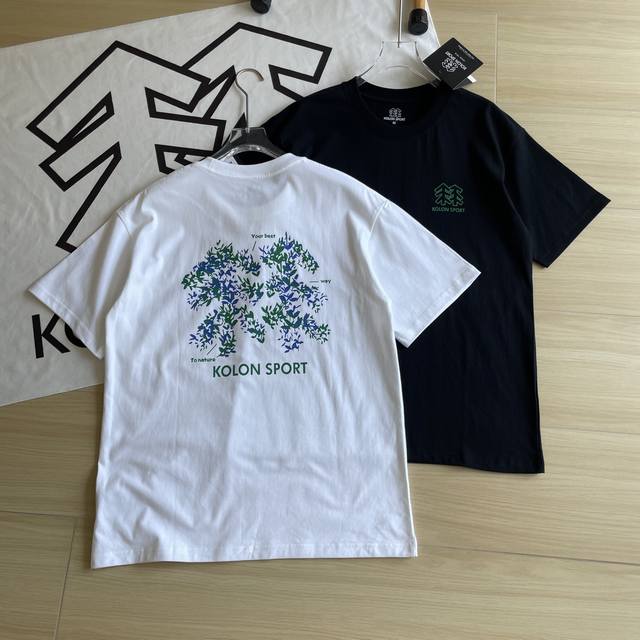主图+细节 夏季短袖Kolon Sport 可隆两色纯棉户外休闲宽松圆领印花上衣 短袖T恤 解锁户外时尚密码！Kolon Sport印花短袖T恤来袭！ 夏天一到