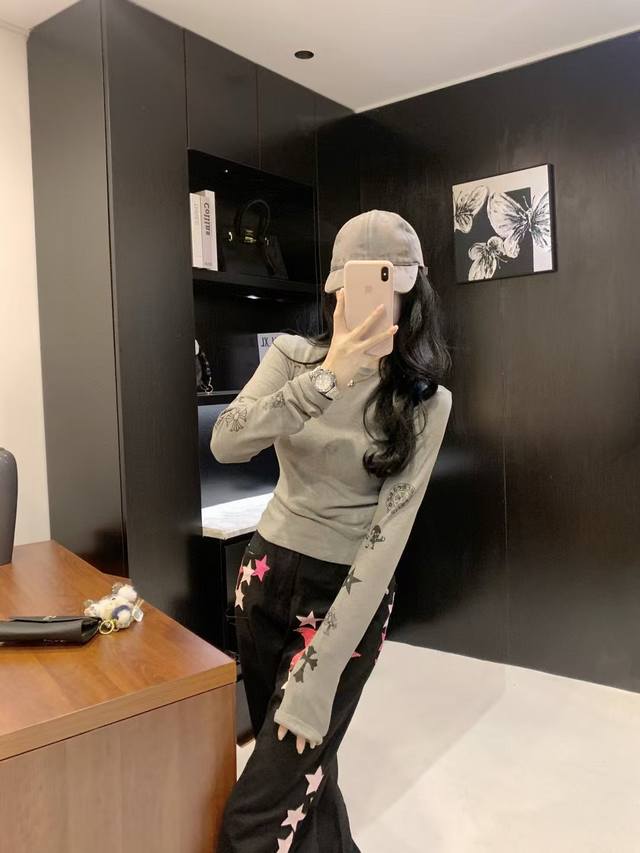 Chrome Hearts 克罗心Ch四面印花加绒打底衫 款号：2567 6391 颜色：黑色 灰色 尺码：Sml S码80-95斤 M码95- 斤 L码 -1