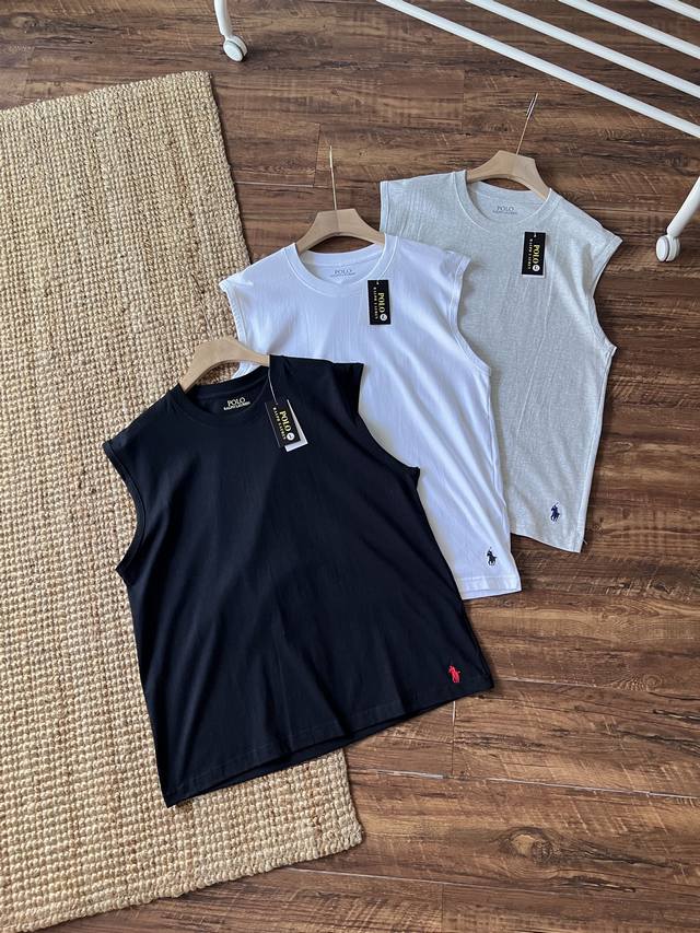 Polo Ralph Lauren 拉夫劳伦男T恤刺绣打底纯棉背心，线上600+贸易原因，滞留订单！现货入仓，考虑兄弟萌的钱包，三个颜色可以自由搭配！万针刺绣，