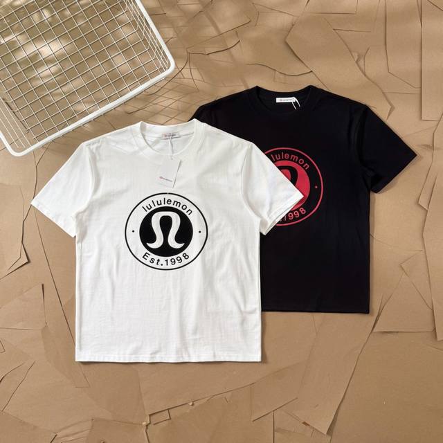 露露Lululemon圆圈字母圆领短袖 85 Lululemon官网Zp同步新款T恤 面料采用32支双纱280克高克重纯棉面料 同缸定织定染原版面料 进口机器白