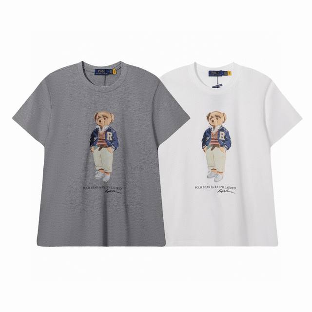 特价 可售后缺白色L 顶级品质 拉夫劳伦Ralph Lauren新款小熊印花短袖 圆领的设计，修饰脖颈线条和脸型，增加日常中的精致感，整体给出一种慵懒休闲风，完