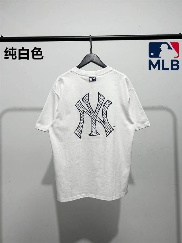 高品质！质量非常好！原版两边微微开叉！Mlb柜子新款老花刺绣贴布系列短袖T恤！三标齐全，四联吊卡，原厂包装！通肩压条保证舒适性！高端品质2025Mlb Ny 新