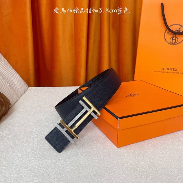供 Hermes 原单爱马仕，宽3.8Cm进口原版皮带身，双面可两面用，精品电镀五金 ！