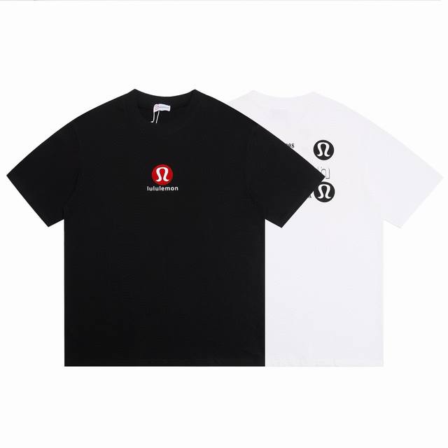 Lululemon露露2025Ss植绒硅胶字母情侣休闲短袖T恤 最高版本！定制面料290克 %双纱棉！Lulu夏季流行字母植绒硅胶工艺印花！ 辅料：开模原版过鉴