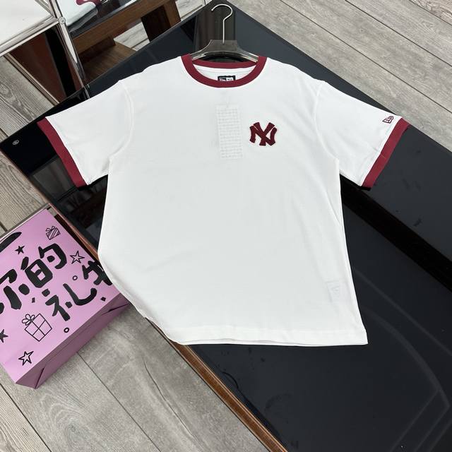 New Era联名Mlb｜洋基队胸前Ny立体毛巾绣T恤短袖｜210 原单防伪吊牌版本，品质在线～ 面料：原版240G纯棉爽滑面料，亲肤舒适，透气不闷 工艺：领口