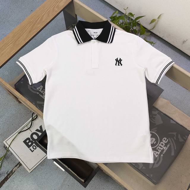 款号：Yy960 高版本 2025新款Mlb洋基队Ny刺绣小标大Logo图案印花休闲情侣短袖Polo衫，选用了260克双纱爽滑棉面料制作而成。精细的做工和清晰的