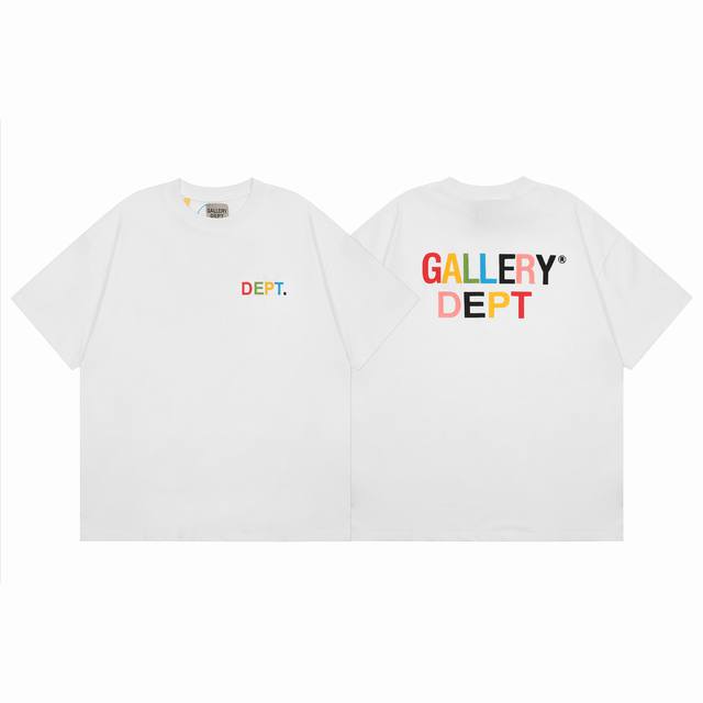 Gallery Dept 彩虹字母印花 美式简约休闲潮流百搭高街宽松短袖T恤 面料：300G双纱精梳紧密赛络纺重磅纯棉 工艺：Os宽松版型偏大，重磅质感精梳棉面