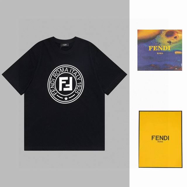 供 Fendi 芬迪经典老花字母Logo1925特别系列纪念限定短袖T恤 24Ss春夏限定最高版本，Fd专柜海报系列短袖T恤，顶级用料，重工环保油墨印花，专柜限