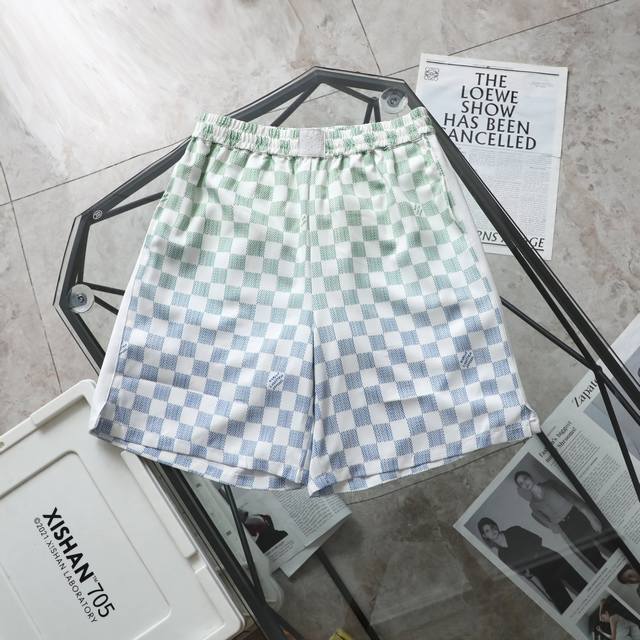 上新 纯原臻品 顶级复刻 Louis Vuitton 路易威登 新款桑蚕丝渐变撞色束腰松紧休闲短裤五分裤 - 颜色：拼色绿 - 购入原版开模打造，全套定制辅料，