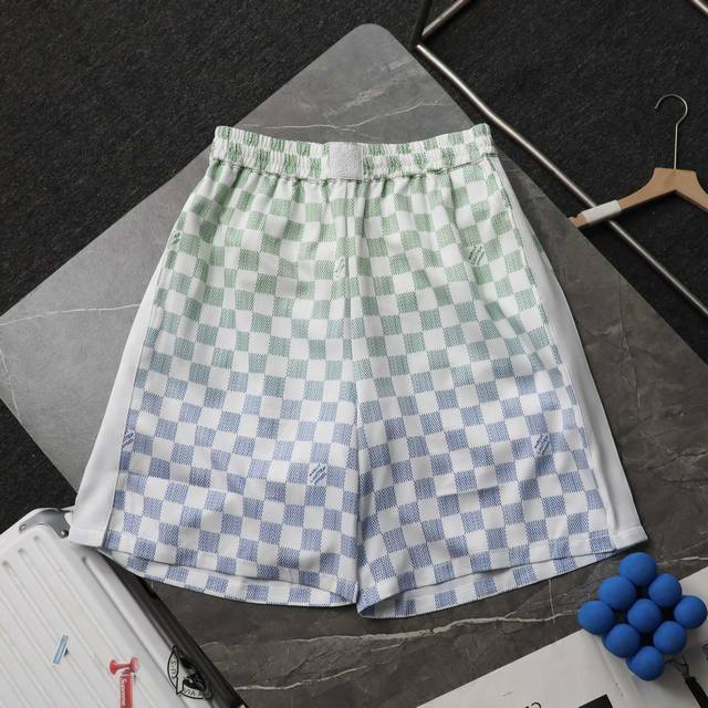 上新 顶级复刻 高端定制 Louis Vuitton 路易威登 新款桑蚕丝渐变撞色束腰松紧休闲短裤五分裤 - 颜色：拼色绿 - 购入原版开模打造，全套定制辅料，