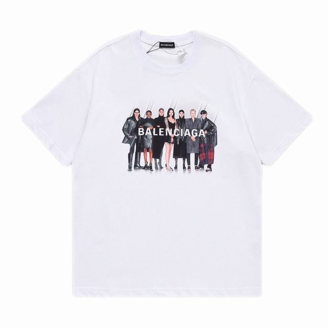 Balenciaga 巴黎世家 乐队全明星人物印花短袖T恤 -简单耐看的设计 Is 剪裁宽松风格 男女同款 情侣款 Oversize版型 尺码推荐表 M 90-