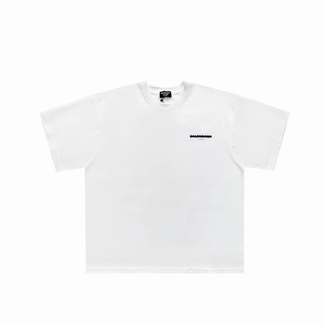 Balenciaga巴黎世家纯色Logo字母胶带印花宽松圆领短袖T恤 工艺：采用240G高克重双纱100%精梳棉！上身柔软透气，不易起皱，垂感一级棒！螺纹定织定