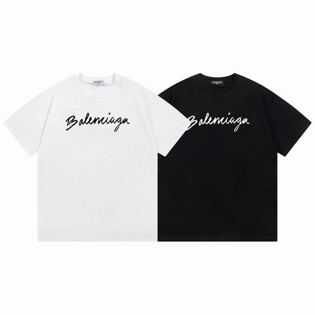 Balenciaga Balenciaga 巴黎世家手写体字母Logo印花短袖男女同款 采用230克双纱面料， 抖音 小红书 爆款 简单耐看的设计 Is 剪裁宽