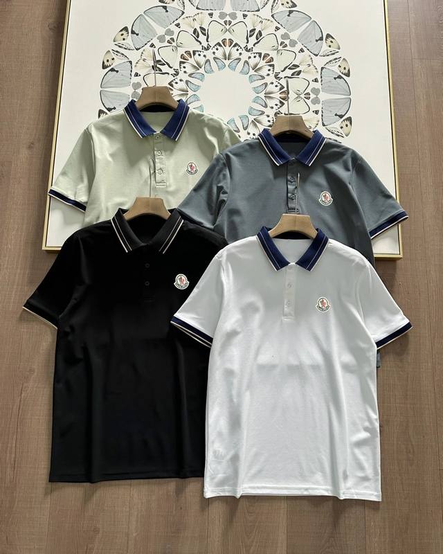 Moncler 蒙口男装经典休闲正肩短袖T恤多色翻领Polo衫万针刺绣情侣款男女同款翻领Polo衫打底衫商务时尚简约风Polo衫高端面料男士短袖Polo衫青年商