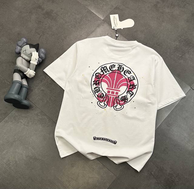 潮牌Chromehearts 克罗心刺绣圆领短袖T恤！ ：240G双纱潮牌专用棉，纹理清晰，质感满满，同缸定染1×1无色差精密纯棉螺纹，层搭叠穿，自留好货，强烈