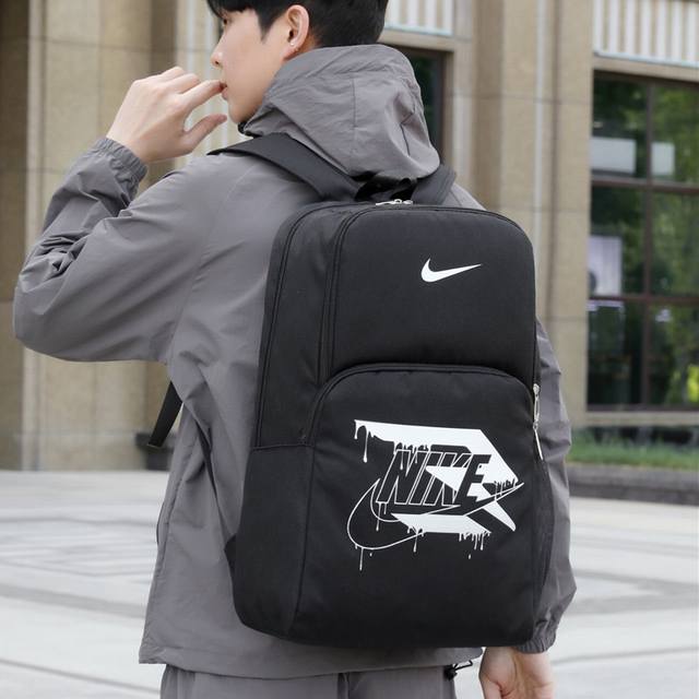 Nike耐克 街头潮流休闲双肩包户外运动大容量旅行包电脑包时尚百搭学院风高中大学生书包 尺寸:50×32×18